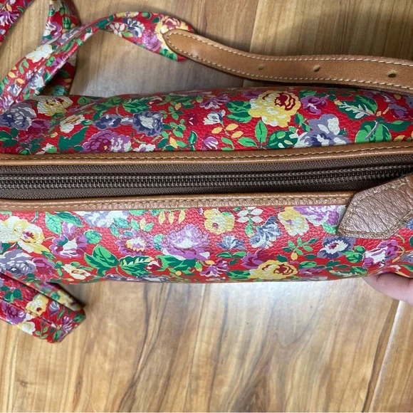 Kenzo Floral Crossbody Mini Barrel Bag Leather And Floral Strap